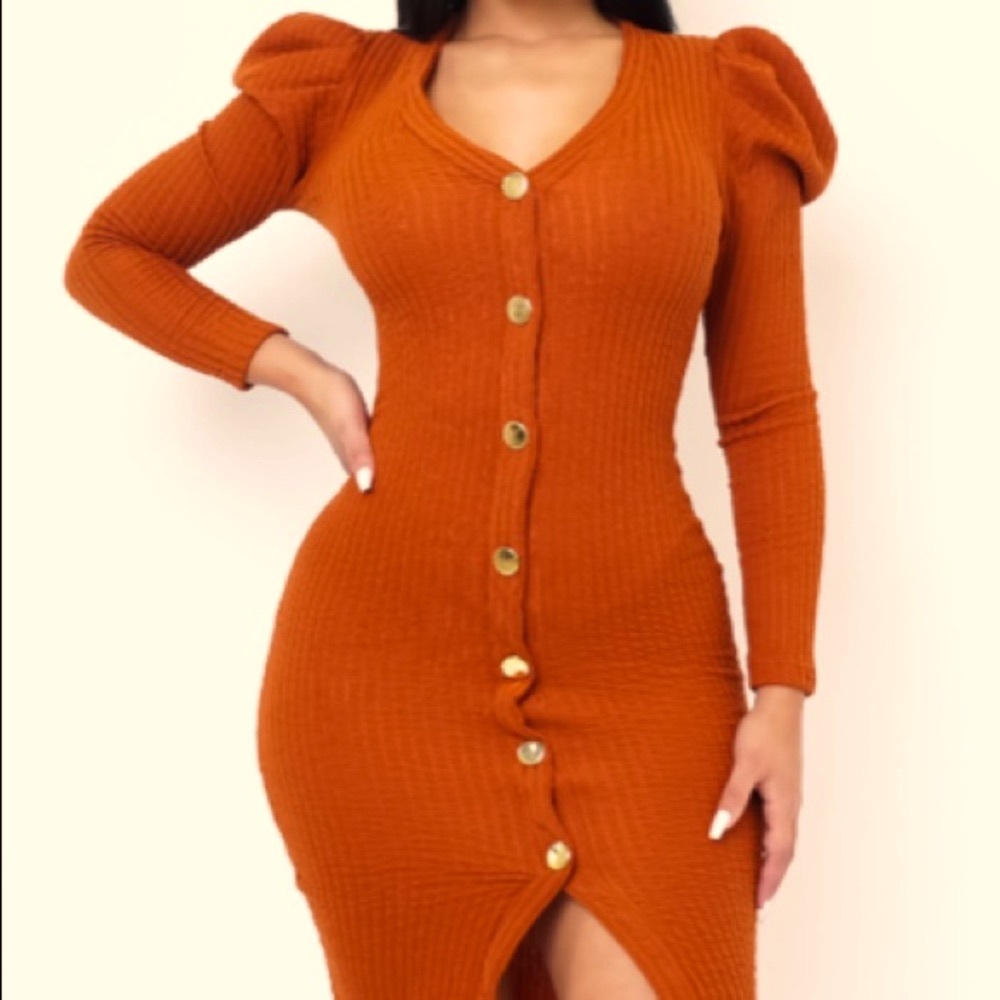 “Mood” Long Sleeve Midi Dress